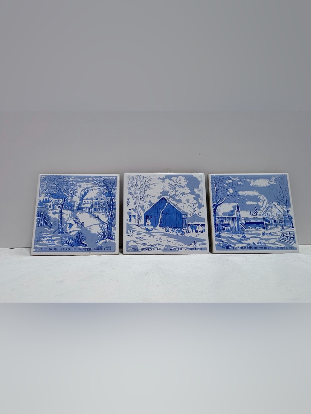 Vintage Ceramic Coasters Currier & Ives